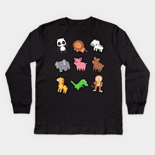 Hand drawn animals cute Kids Long Sleeve T-Shirt